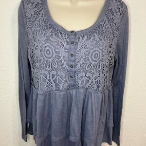 Knox Rose Women's Lace Detail Top - Gray
